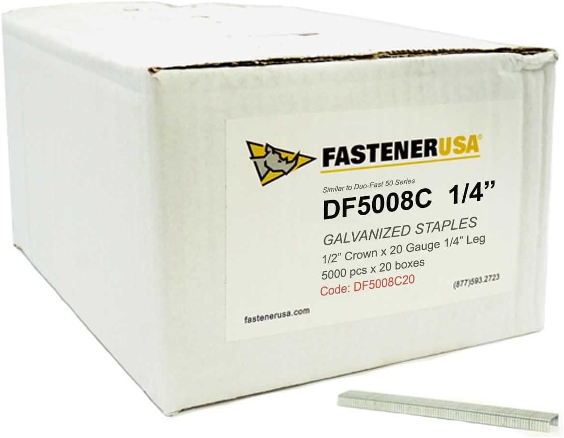 1/4" Leg x 1/2" Crown 20GA GALV 5008C Staples 100,000ct