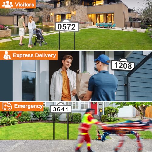 Solar House Number Sign, Solar Address Signs for Yard, Solar House Numbers for Outside Cool/Warm White Lighted Up Waterproof, Led Illuminated House Number Wall Mounted/In Ground - Thumbnail 7