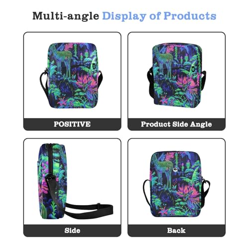 KLL Jungle Animal Addax Bright Neon Green Mint Green messenger bag crossbody Vegan Leather cross body bag men Casual Handbag For Travel4
