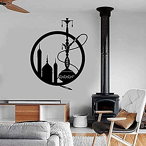 Wandaufkleber Abnehmbare PVC Kunst Wandtattoo Shisha Papier Stadt Shisha Fenster Shisha Rauch Kräuterwandbild 72X57Cm
