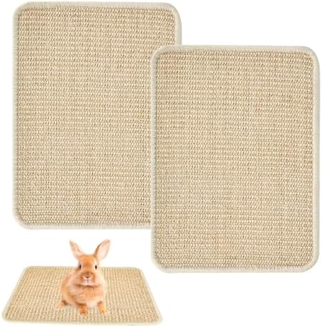 2 Pieces Sisal Rabbit Scratching Mat 30x40cm Hemp Mats Rodent Pet Cage Bedding Natural Rabbit Claws Dental Care for Chewing Sleeping