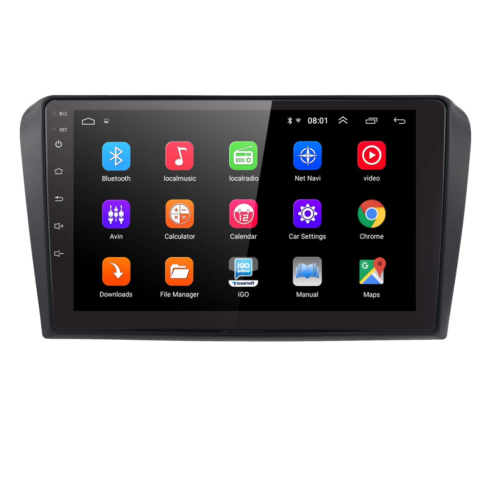 Ossuret Android 10 OS 9 Inch 2G RAM 32G ROM Car Radio GPS Navigator Fit for Mazda 3 2004-2009 Supports Bluetooth 4.0 CANBUS SWC Radio Wifi 4G USB Optional Functions DAB +