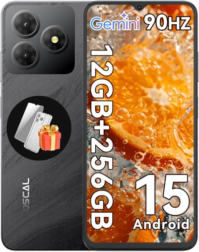 OSCAL Flat 2 12GB+256GB/2TB Telefonos Moviles Libres, 6.56'' HD+ 90Hz Teléfono Móvil, Android 15, 13MP+8MP Móvil, 5000mAh, Smartphone Triple 4G SIM GPS/Fingerprint/OTG/3.5mm Jack 1PCS