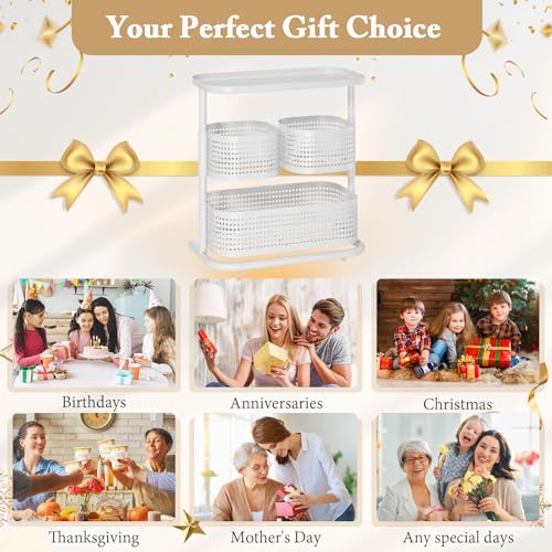 Image of 3-Tier Rotating Bathroom Counter Organizer, Vanity Tray for Makeup & Skincare, Countertop Spice Rack Storage, Space-Saving Shelf for Bathroom, Kitchen, Laundry Room, Baby Bottle Station, White
