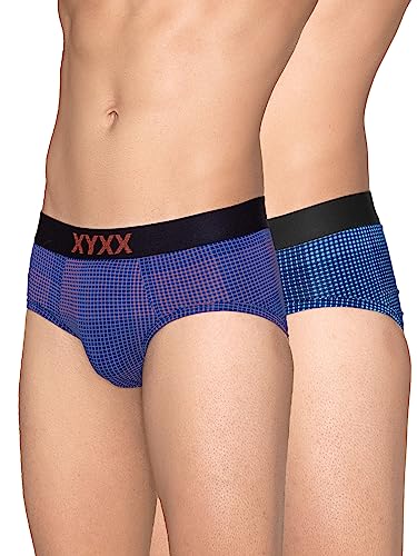 Image of XYXX Men's Blox Tencel Micromodal Regular Fit Printed Antimicrobial Briefs with No Marks Waistband (Pack of 2)