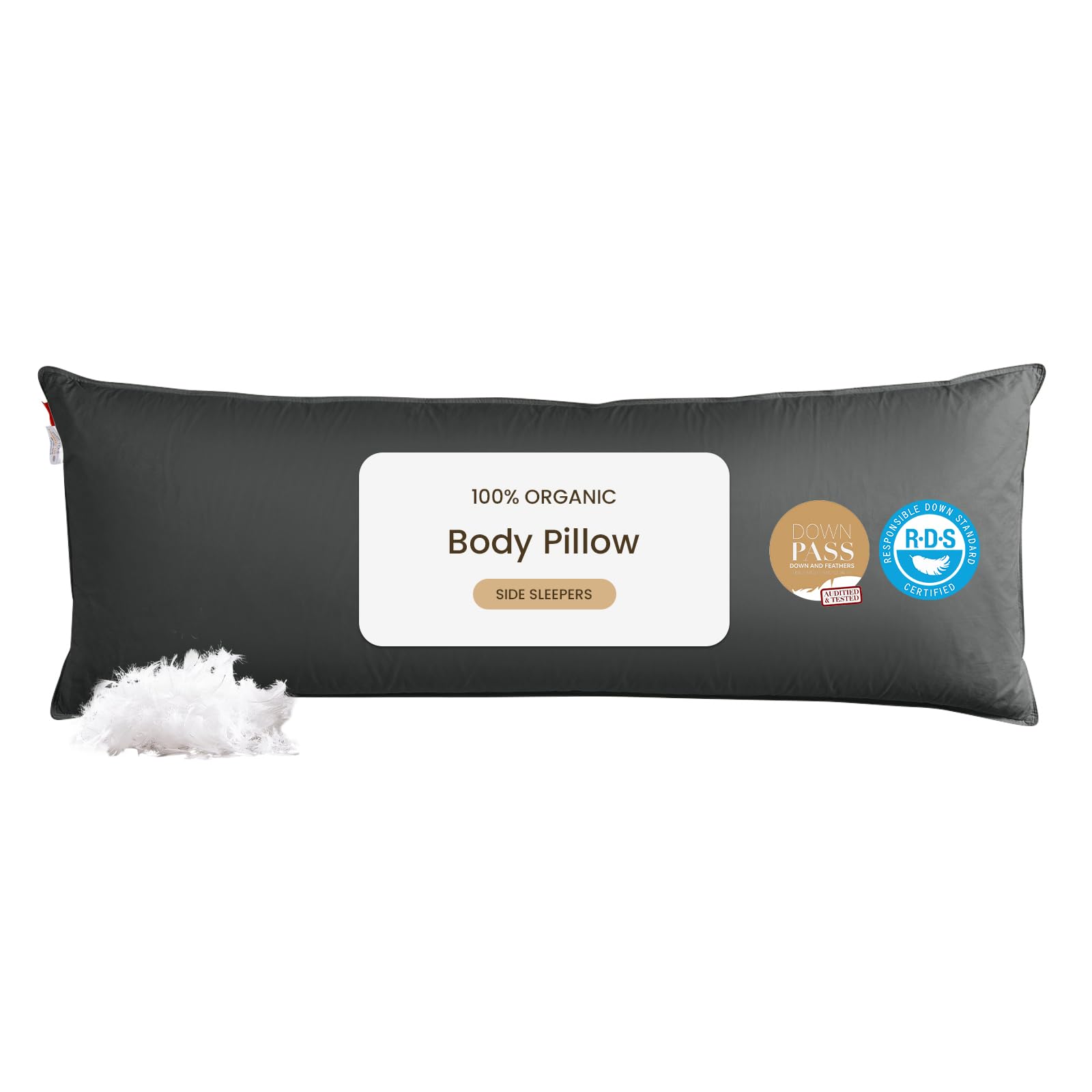 Goose Down Body Pillows for Adults Large Body Pillow for Side Sleeper Hugging Feather Body Pillow Insert Cooling