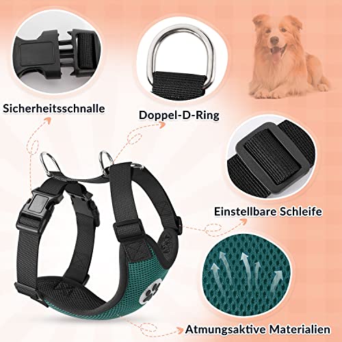 SlowTon Hundegeschirr für Hunde, No Pull Sicherheitsgeschirr Kleine Mittlere Hunde Brustgeschirr Dog Harness Weich Gepolstert Atmungsaktiv
