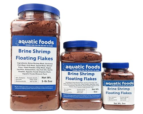 Aquatic Foods Inc. Brine Shrimp Flakes for All Freshwater & Marine Fish, 2oz
