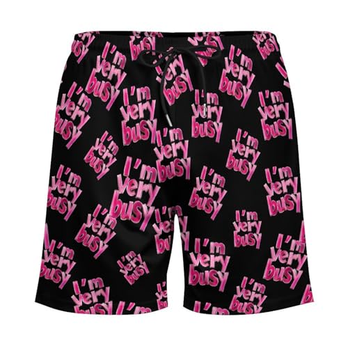I'm Very Busy Mens Swim Trunks Swimming Board Shorts with Compression Liner Summer Beach Bottom3