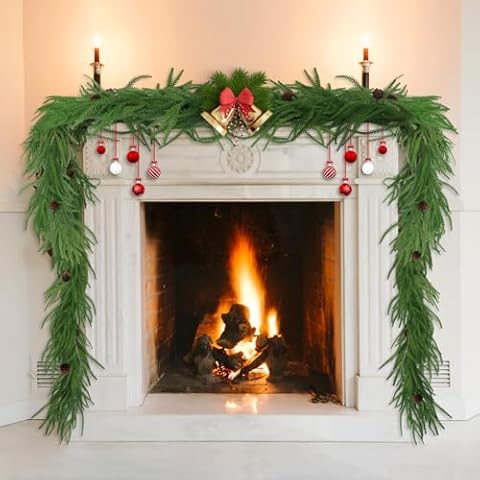 AirSun Artificial Norfolk Pine Garland 72 inch, Real Touch Greenery Garland Faux Cedar Garland for Mantle Table Home Indoor Outdoor Christmas Decorations Cover