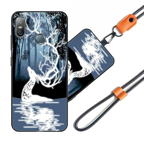 JEZSTHAI Funda Compatible con HTC U12 Life Carcasa de Silicona Suave con Correa Colgante Correa de Cuello Cordón para Movil,Anti-Choque Protección Case con Patrón.Patrón*A08