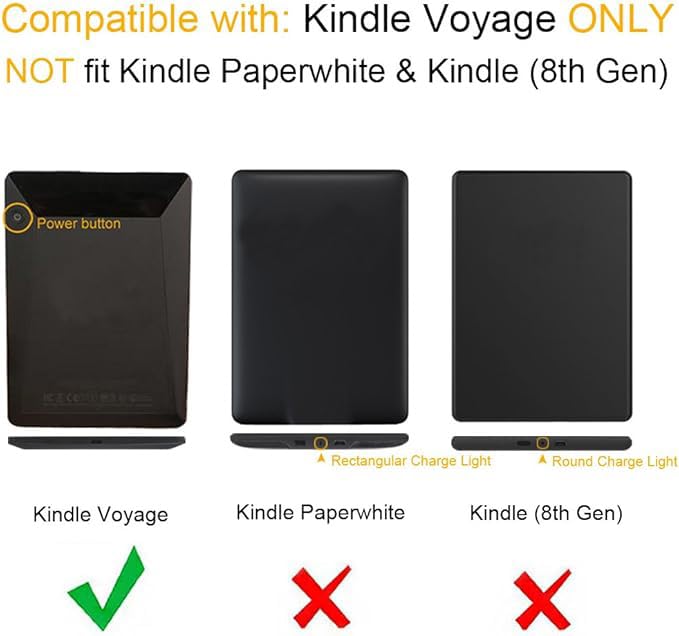 Étui Pour Kindle Voyage (7e Génération, 2014) - Cuir PU, Fonction Veille/réveil Automatique, Protection écran, Finition Microfibre Douce