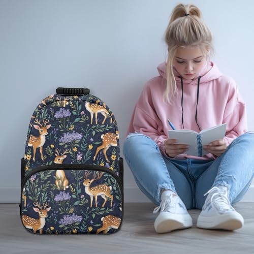 Large Capacity School Backpack for Boys Girls Deer Backpacks Ages 6-8 8-12 17 Inch Book Bags for Back To School Elementary Student Backpack3