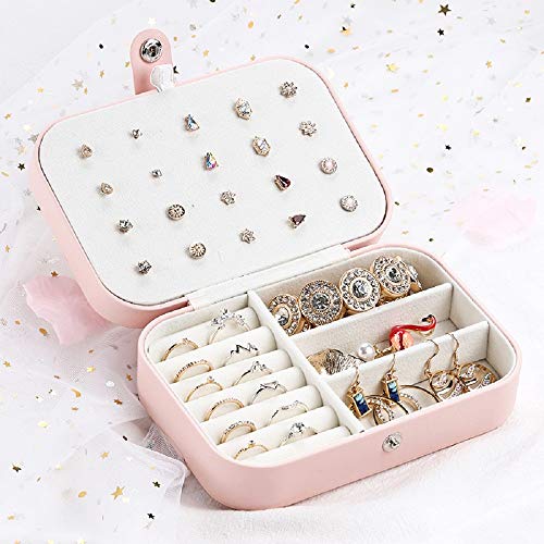 Image of Jewelry Box, Double Layer Travel Jewelry Organizer for Necklace Earring Rings Jewelry Case Holder for Women