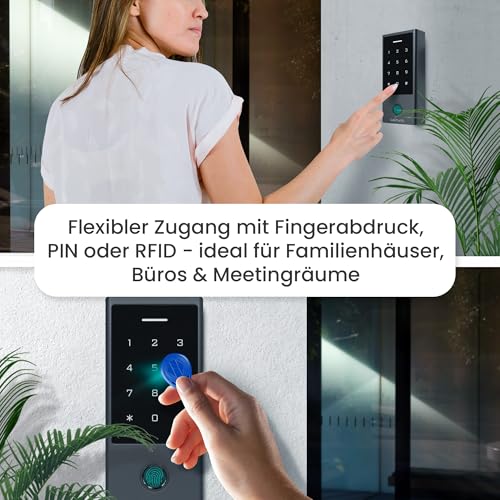 MATHFEL Smart Lock Zugangssystem mit Fingerabdruck & RFID – Elektronisches Türschloss für Haustür, IP66, Code & Transponder, Elektrisches Türschloss Außen, Automatisches Smartes Türschloss – Bild 3