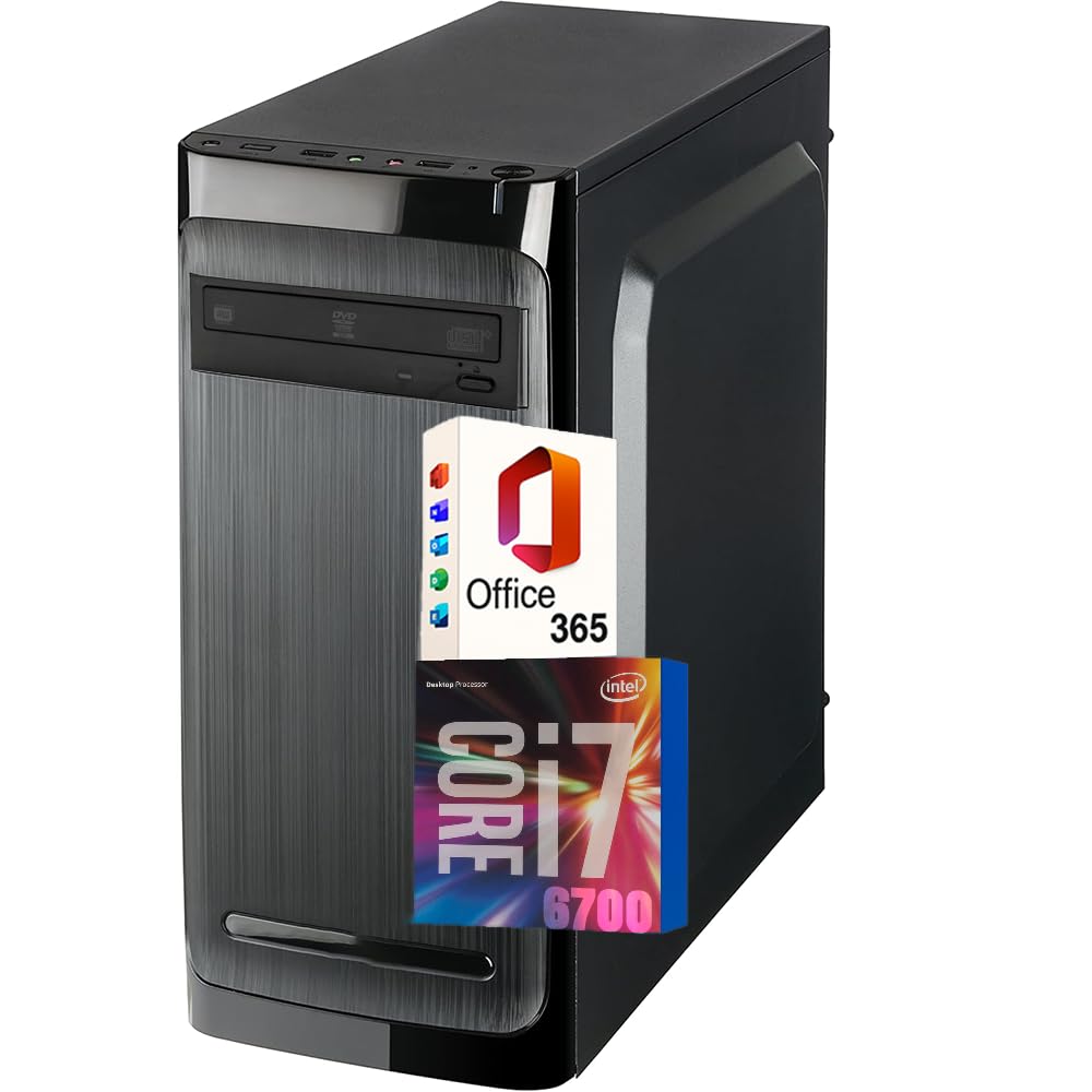 PC Fisso Desktop NUOVO pronto all'uso • Intel core i7-6700 • 32GB RAM DDR4 • 512 GB SSD • Windows 11 Pro • Office 365 • WiFi • DVD • Ideale per ufficio e attivita' professionali • Garanzia 2 anni