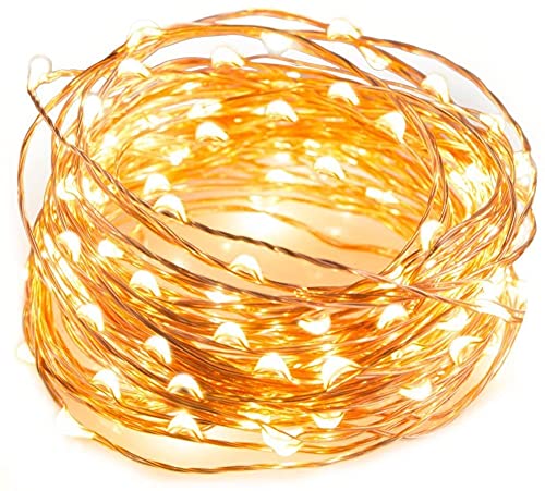 2 Pack Led Fairy Lights USB Powered String Lights Waterproof Copper Wire 16 Feet 50 Led Firefly Starry Moon Lights for DIY Wedding Party Bedroom Patio Christmas (5m/16ft,Warm White)