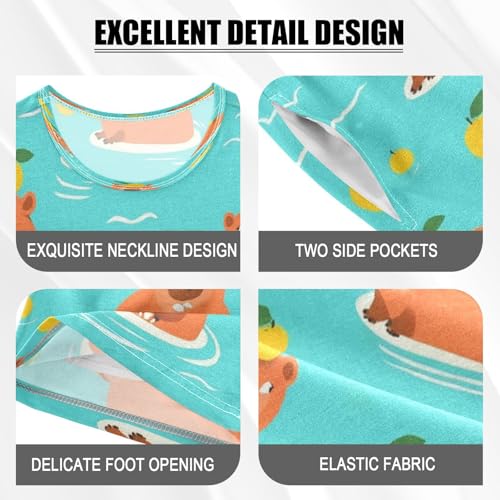 Pajama Sets Short Sleeve Cute Animals Swimming Playfully Soft Cotton Summer Sleepwear 2 Piece PJS Size 5-14T3