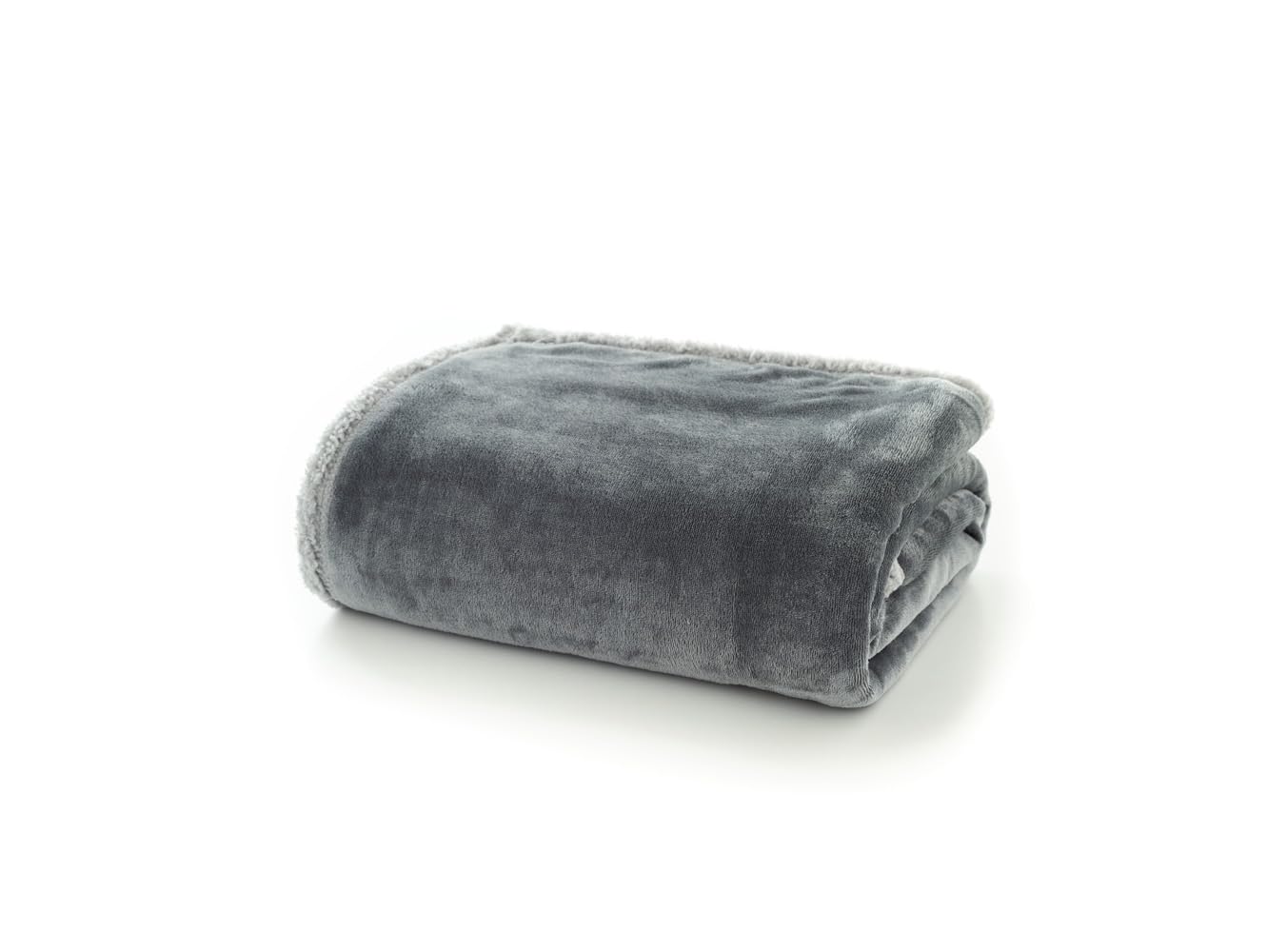 Deyongs Hazelwood Super Soft Flannel & Sherpa Throw - Fleece Blanket - Silver - 130 x 170cm