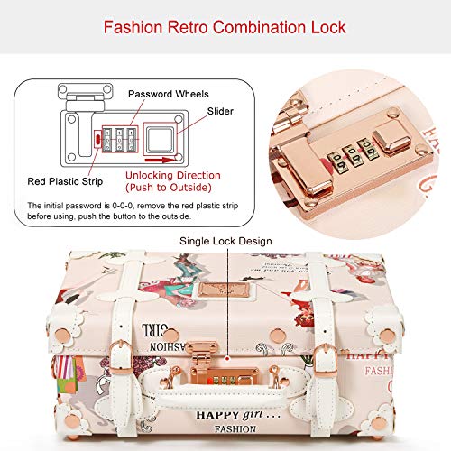 Unitravel 12inch Women Cute Suitcase Small Train Case with Straps4