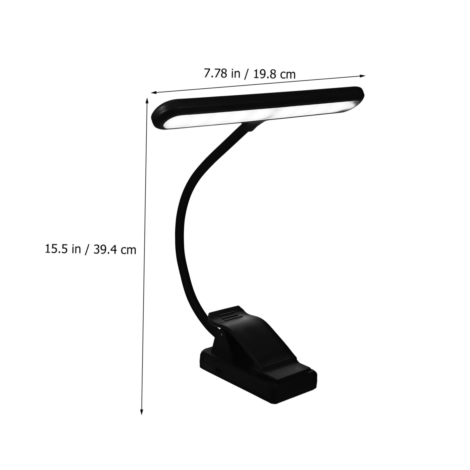 Toyvian Wiederaufladbare Buchleuchte mit Clip 27 Leds 6 Stufen Xy-2069 | 1000 Mah Akku, Kunststoffgehäuse in Schwarz, für Notenpult und Schreibtisch