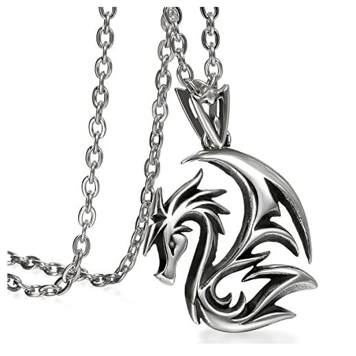 OIDEA Collar Hombre Acero Inoxidable con Colgante Pajarita Dragón Ejército Placa Perro Marca Dog Tag Buen Regalo Navidad San Valentin