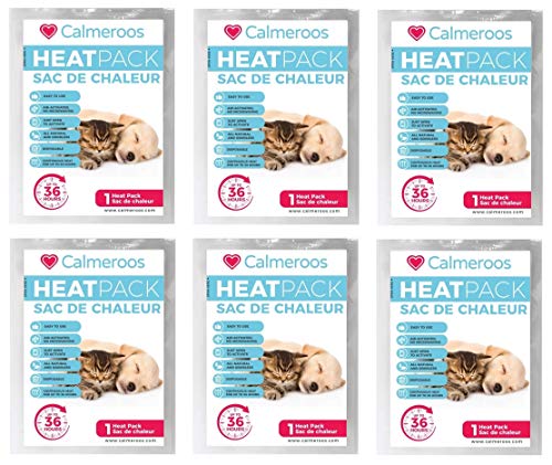 Calmeroos Heat Pack Refill (6 Pack) for Cat and Dog Puppy Heartbeat Plush Toys - Each Disposable Pack Gives 36 Hours of All-Natural Odorless Heat