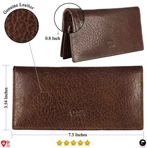 Image of RFID Blocking Mens Genuine leather Bifold Long Wallet