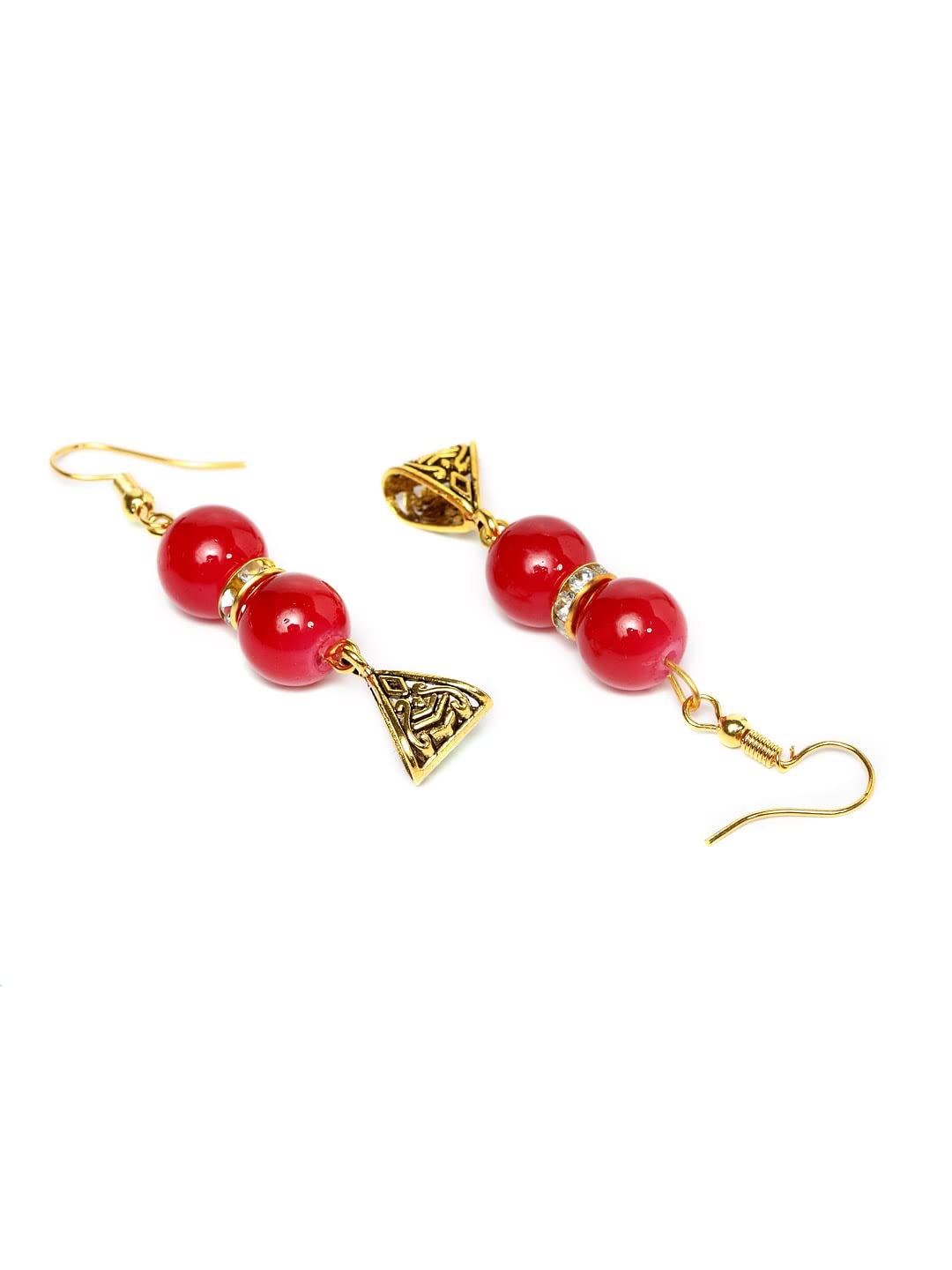 Gold-Plated Red Beaded Antique Jewellery Set