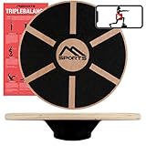 MSPORTS Balance Board aus Holz 39 cm Durchmesser inkl. Balance Übungsposter + Workout App GRATIS Therapiekreisel Physiotherapie Wackelbrett