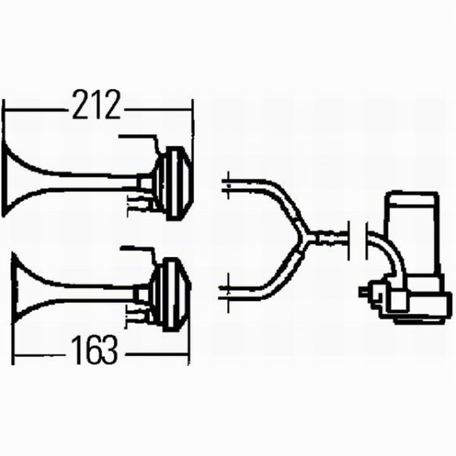 HELLA 3PB 003 001-651 Tromba, 12V, 118dB(A), Gamma frequenze 780/840Hz, Tromba bitonale, elettrico-pneumatico