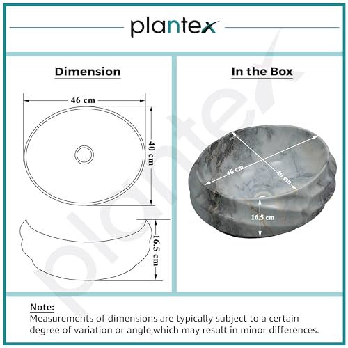 Image of Plantex Ceramic Wash Basin for Bathroom /Table Top Ceramic Basin /Washbasin for Hotel /Restaurant (Marble Finish - 18 x 15 x 7 inch)