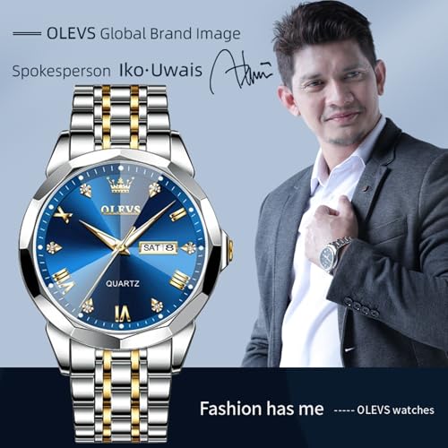 Image of OLEVS Men Multifunction Watch, Multi Dial Waterproof Luminous Chronograph Watch with Date,Stainless Steel Watches