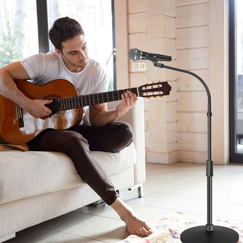 Oukmic Mic Stand, Microphone Stand Floor Detachable Gooseneck Universal Mic Mount With Heavy Compact Round Base thumb #7