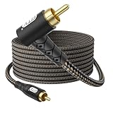 EMK 90 Degree RCA Subwoofer Cable 24K Gold-Plated Connector Nylon Braided Double Shielded – Support Digital & Analog Signals for Amplifier, Home Theater, Hi-Fi System,Subwoofer Black/15ft/5m