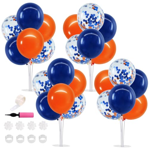 Image of TONIFUL 4 Set Navy Blue Orange Balloon Stand Centerpieces for Table
