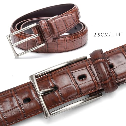 Classic Men's Dress Belts, Crocodile Embossed Belts Casual Business Belt Men for Jeans Shirt Pants,A Brown,100CM/39.4''3