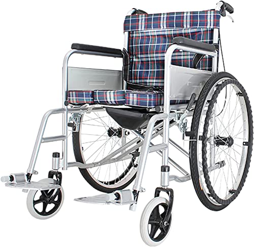 トイレとフリップバックアームを備えた超軽量折りたたみ式車椅子簡単な移動のための軽量折りたたみ式自走式車椅子