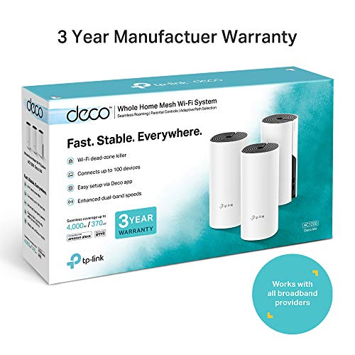 Deco M4 Whole Home Mesh Wi-Fi System, Up to 4000 sq ft Coverage, Qualcomm CPU, Dual-Band AC1200 with Gigabit Ports, Compatible with Amazon Echo/Alexa, Parent Control, Pack of 3 - Powerline - Immagine 5