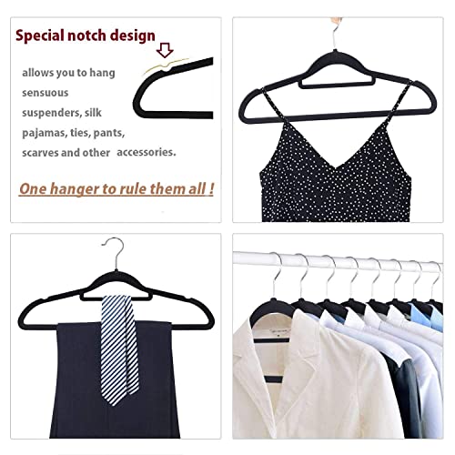 AroudightElive 20 Pack 45cm Premium Velvet Hangers Trouser with Tie Bar Slim Space Saving Coat Hanger, Non Slip, Thin Flocked Felt Hangers,No Marks 360 Rotating(Lvory,Galvanized Hook,8.5) - Image 6