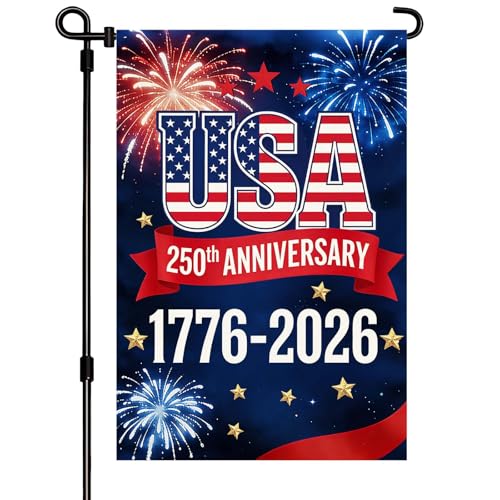 250 Anniversary USA Garden Flag Double Sided Waterproof Patriotic USA Flag 1776-2026 Outdoor Yard Decor (12x18)