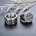 FINREZIO 2Pcs Stainless Steel Rings for Men Vintage Biker Signet & Band Ring Set Size 7-15