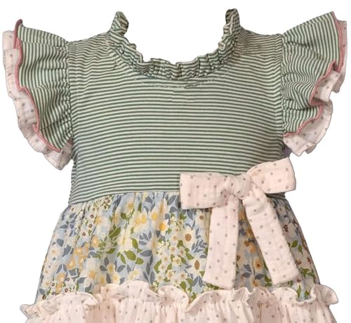 Bonnie Jean Girls 3M-6X Mixed Print Tiered Casual Dress2