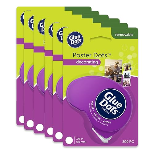 Image of Glue Dots Poster Dot N' Go Dispensers, Set of 6 Complete Dispensers, Each with 200 (.375 Inch) Poster Adhesive Dots, 1200 Dots /Pack (24233-AMZ)