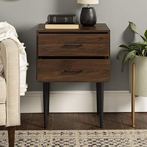 image for Walker Edison Modern Olivia 2 Drawer Wood Rectangle Side Table Living 