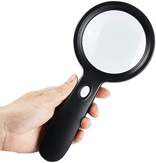 FJYDBTWJ Lupas educativas para hobby, lupa de iluminação para crianças/idosos/livros de leitura/garrafa de medicina/texto intimentado Hd vidro óptico de expansão 12 LEDs s com visão clara