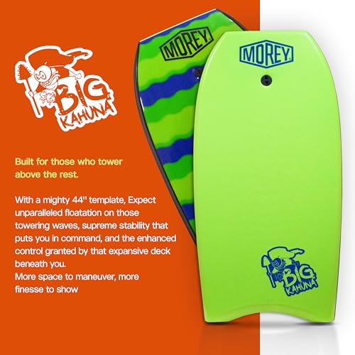 Morey Big Kahuna 44 INCH Bodyboard | Bodyboard for Tall Riders | High Performance Body Board | Durable PHUZION Core Design (Lime Green) - Thumbnail 4
