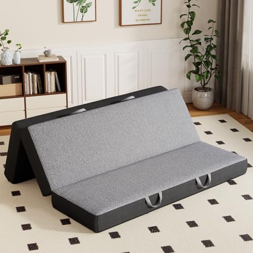 Vamcheer Tri Folding Mattress King Size - 6 Inch Foldable Mattress for RV/Camping/Travel/Guest Room/Yoga, Trifold Memory Foam Cushion with Washable Cover, 80