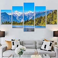 SIGNWIN 5 Panel Canvas Wall Art Modern Art Expressive Farmhouse/Country Landscape Mountain Top Multicolor Photography for Home Decorations Ready to Hang - 60