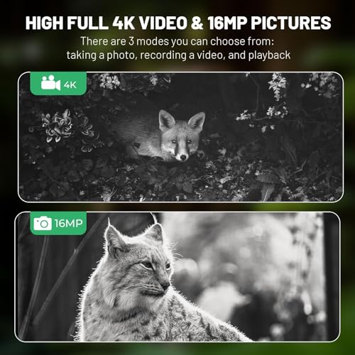 Image of WOSPORTS 4K Night Vision Goggles - 16MP Photo, up to 80x Magnification, 10X Optical & 8X Digital Zoom, 1015FT Vision, 3 inch Screen, 5000mAh Rechargeable Battery, Outdoor Camping, Survival, Gift for Men